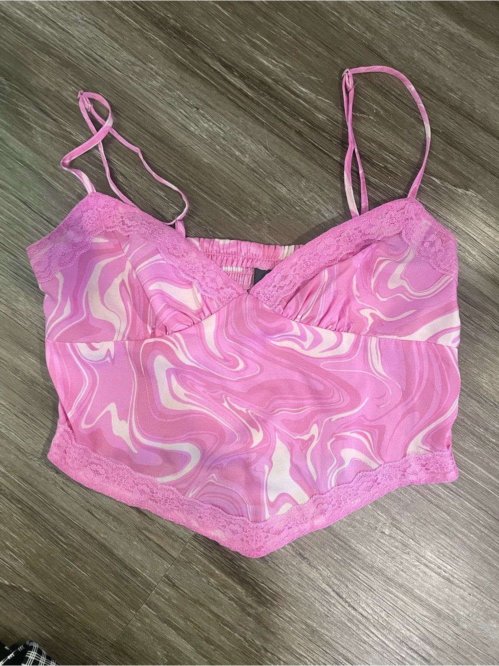 Pink Lace-Trim Cami Top